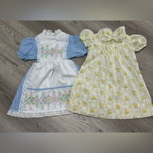 Set Of 2 VINTAGE Dresses Blue White Ditsy Floral Embroidered Pleated Size 6 NEW